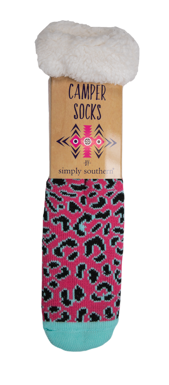 Simply Southern SS 0192 Camper Socks-Leopard Pink