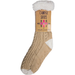 Simply Southern SS 0192 Camper Socks-Cable Cream