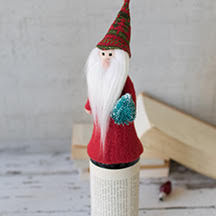 Kalalou Inc KI CHB2195K Felt Santa with Knitted Hat Wine Topper