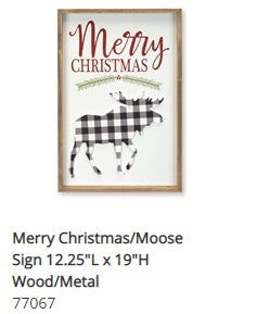 Melrose International MI 77067 Merry Christmas/Moose Sign