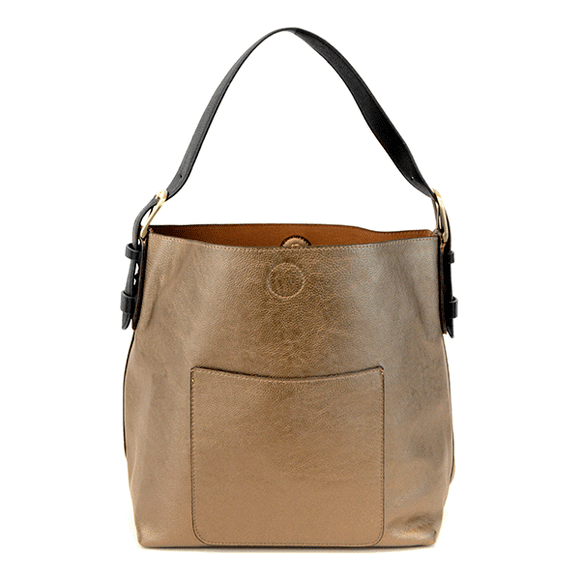 Joy Accessories JA L8008-37 Bronze Hobo Black Handle Handbag
