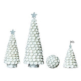 Dekorasyon Gifts DG PT-CO-CRPB 3" Clamrose Beaded Ball Ornament, White/Silver