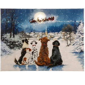 Raz Imports RZ 3739408 24" Dogs Watching Santa Lighted Print
