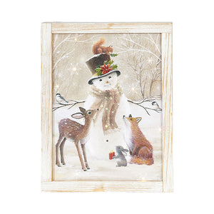 Raz Imports RZ 3816318 16" Snowman and Friends Lighted Framed Print