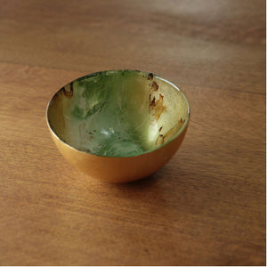Beatriz Ball BB 2254 New Orleans Glass Round Bowl Green/Gold Marble