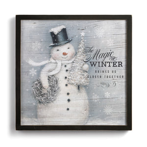 Demdaco 2020190444 Magic of Winter Snowman Wall Art 15" Square