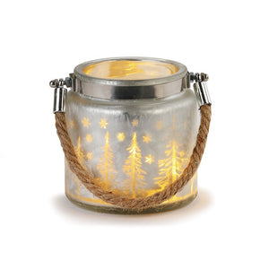 Demdaco 2020190649 Lit Woodland Scene Glass Jar, Small