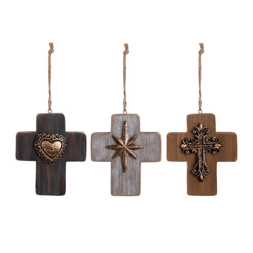Demdaco 2020180667 Wood Cross Ornaments