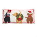 Mud Pie MP 41600257 Three Dogs Hooked Wool Pillow