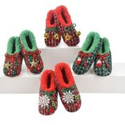 Snoozies SN WUXP-SANTAS Green Plaid w/Santa Ugly Christmas Slippers Small