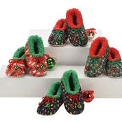 Snoozies SN KUXPR-LITESS Kids Ugly Christmas Slippers Prints Lights - Black/Green Small