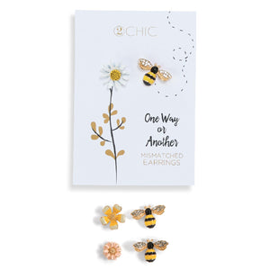 Two's Company TC 11813-20 Bee and Flower Mixed Earrings