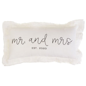 Mud Pie MP 41600308 Mr & Mrs Est 2020 Pillow
