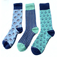 The Royal Standard TRS 137619017 Men's Gone Fishin' Sock Trio Navy/Teal/White One Size