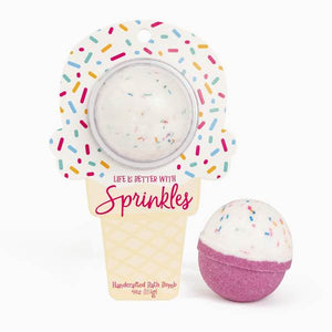 Cait + Co CC CLAMICE Life is Better with Sprinkles Ice Cream Bath Bomb Clamshell