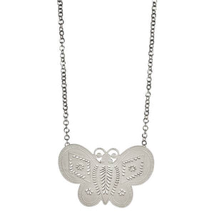 Lula 'n' Lee LL LN1578S-40 16' Matte Silver Butterfly Necklace