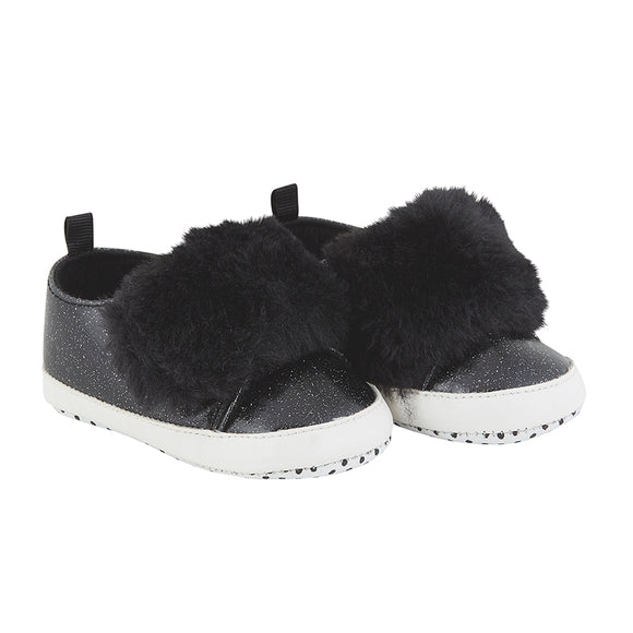 Creative Brands CB G2141 Stephan Baby Black Fur Shoe 6-12 Months