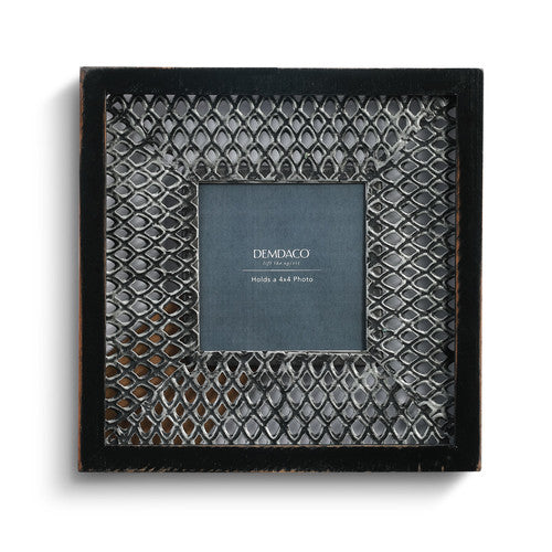 Demdaco 1004590045 Gray Pierced Tin Frame