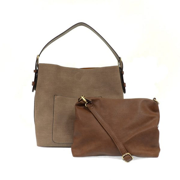 Joy Accessories JA L8063 Linen Hobo Bag (Cocoa/Coffee Handle)