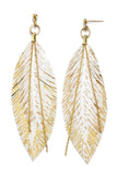 Two's Company TC 100103-20 Leather & Feather Earrings