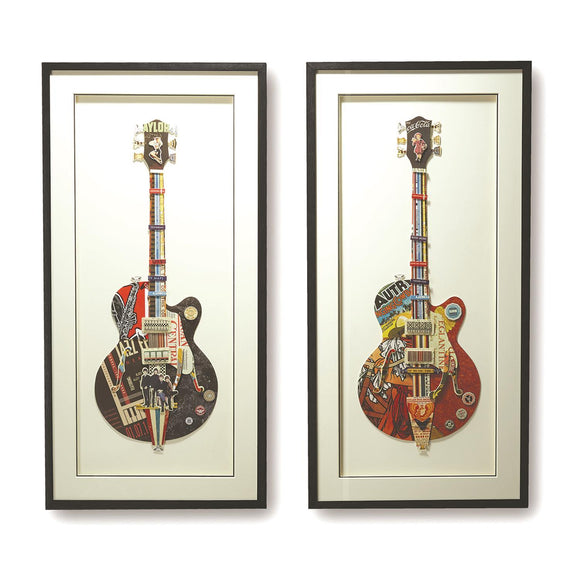 Two's Company TC Guitar Paper Collage Wall Art