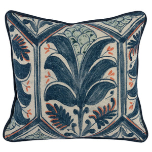 Classic Home CH VE40006 Iris Navy Blue/Coral Pillow