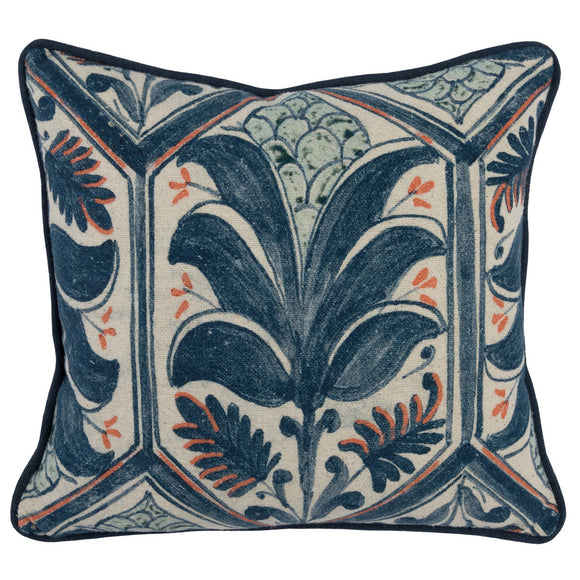Classic Home CH VE40006 Iris Navy Blue/Coral Pillow