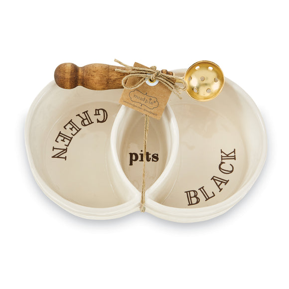 Mud Pie MP 43100004 Sectioned Olive Boat Set