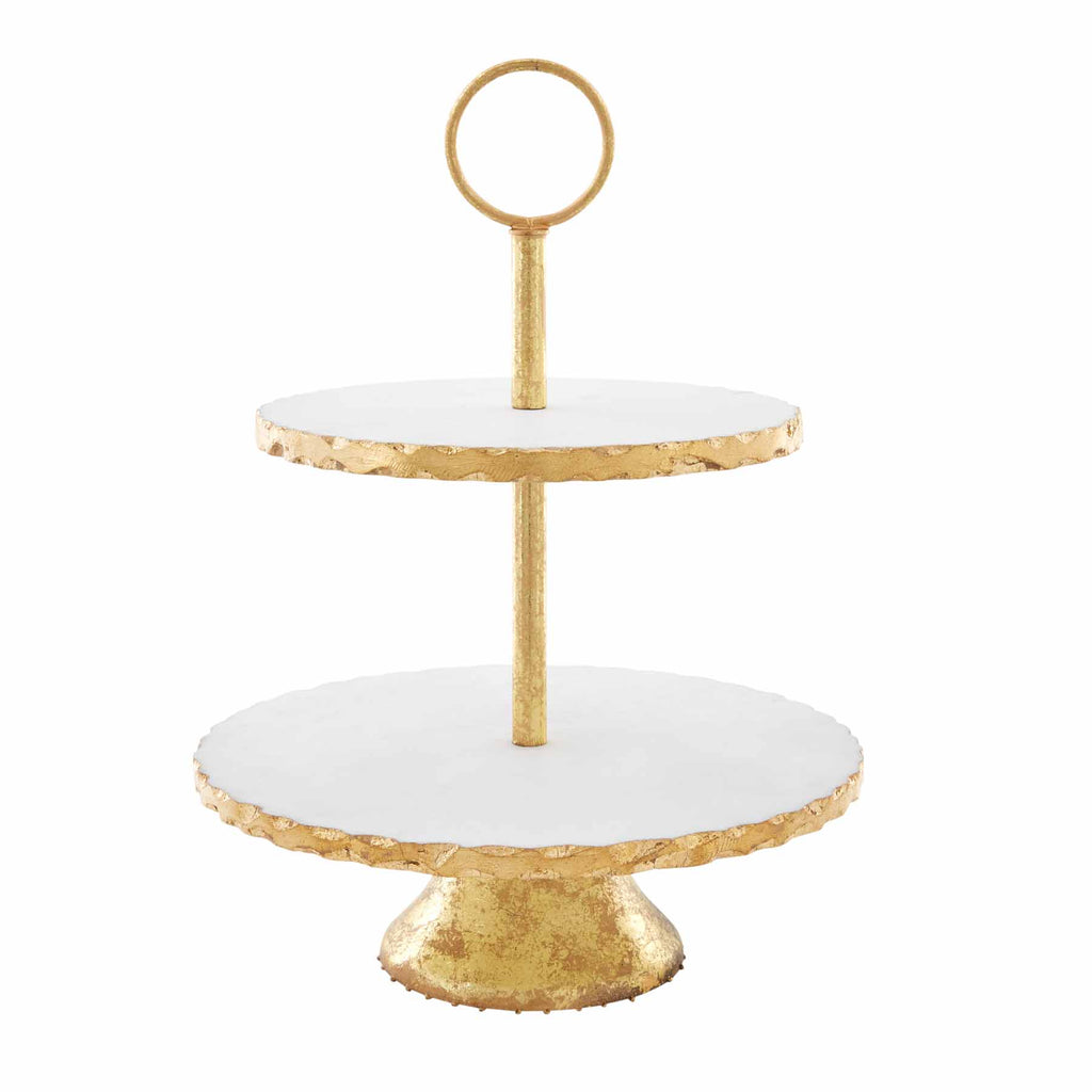 Mud Pie Checkered Marble Tiered Server