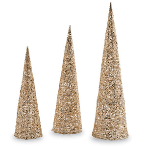 Mud Pie MP 40030049 Glitter Cone Tree Set of 3