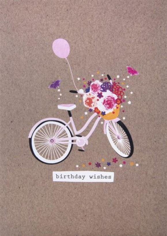 Design Design DD 100-15567 Flower Basket Bike - Her Birthday Card