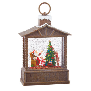 Raz Imports RZ 4000770 10" Santa and Elves Lighted Water Log Cabin