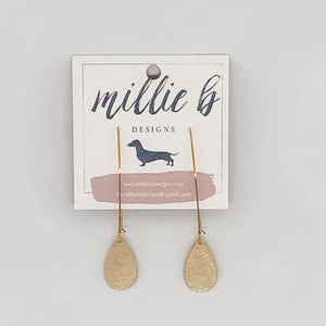 Millie B Designs MBD GOLE01 Gold Teardrop Dangle Earrings