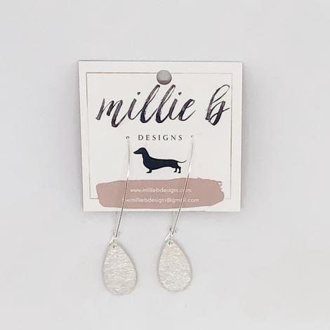 Millie B Designs MBD STEAR01 Teardrop Dangle Earrings- Silver