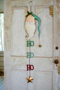 Kalalou Inc KI CHE1125 Painted Metal Santa with Bell Door Hanger