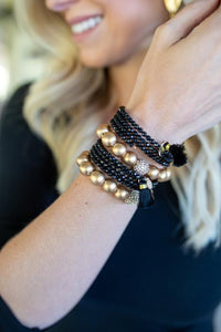 Millie B Designs MBD ONYXB01 Black Onyx Bangle Stack Bracelet