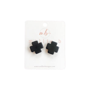 Millie B Designs MBD CROSS03 Medium Cross Studs-Black