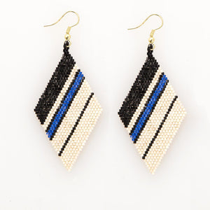 Ink + Alloy IA LXER0307 Ivory Black Lapis Diamond Luxe Stripe Earring 3.5"