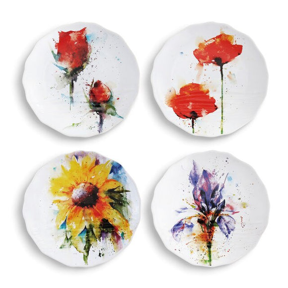 Demdaco 3005051489 Floral Appetizer Plate Set/4 SOLD INDIVIDUALLY