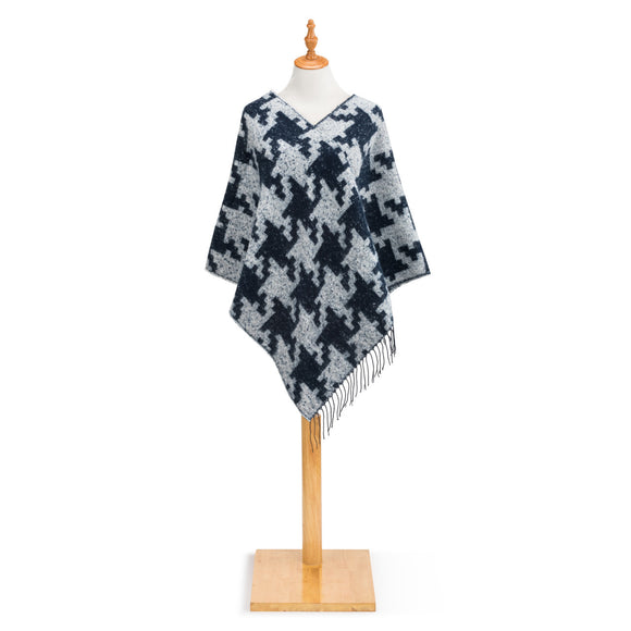 Demdaco 1004290448 Houndstooth Poncho - Navy