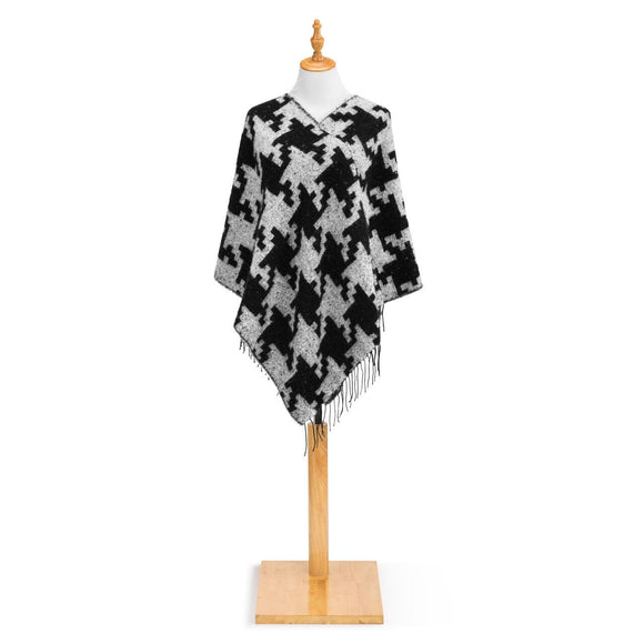 Demdaco 1004290449 Houndstooth Poncho - Black