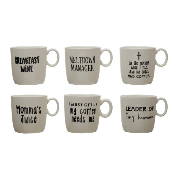 Creative Co-Op CCOP DF3339A Stoneware Mug with Saying