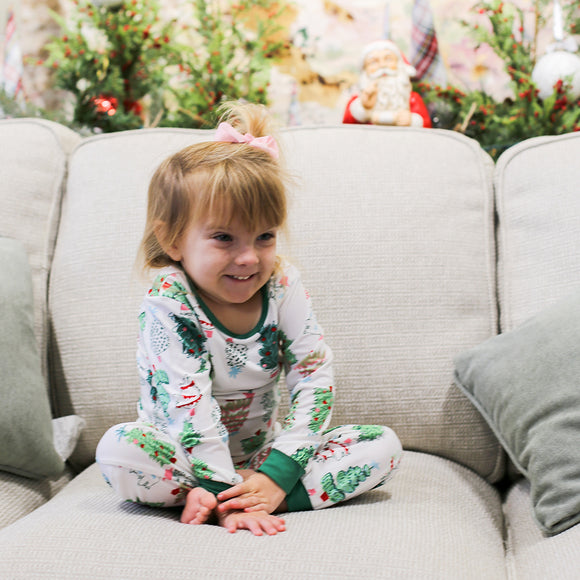 The Royal Standard TRS Kid's Treeful Pajamas White/Green/Pink