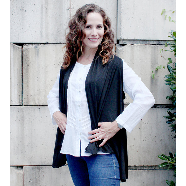 The Royal Standard TRS 1345190xx Jolie Faux Suede Wrap Vest Black