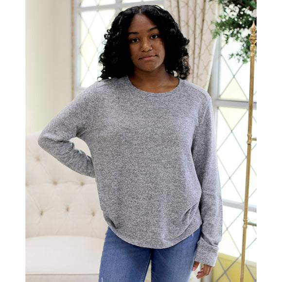 The Royal Standard TRS Brushed Hacci High Low Pullover Heather Gray