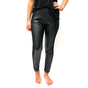 The Royal Standard TRS 4789x Faux Leather Panel Leggings Black