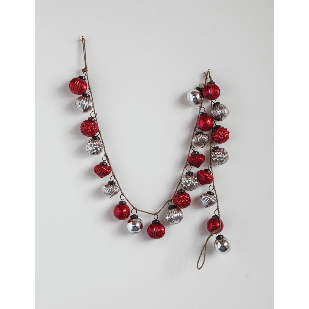 Embossed Mercury Glass Ornament Garland - Thumbnail 3