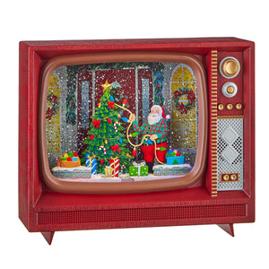 Raz Imports RZ 4000776 10" Santa Decorating Tree Musical TV Lighted Lantern