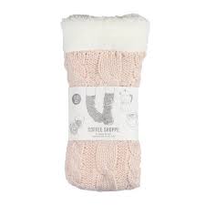 My Coffee Shoppe MCS H-170907 Reverse Intarsia Slipper Sock Millenial Pink