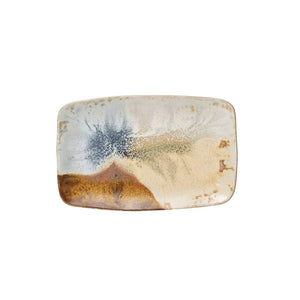 Creative Co-Op CCOP DF2951  Stoneware Platter, Reactive Glaze, Multi Color (Each One Will Vary) 13-1/2"L x 8-3/4"W